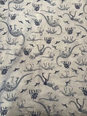 Pottery Barn Kids Twin Sz FLAT Sheet Dinasaur Skeleton 100 Cotton Quality